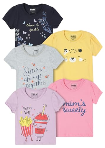 Max Girls Graphic Printed T-Shirt - Pack of 5