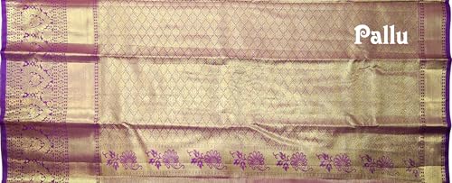 VFCollections Women's Traditional Handloom Kanchipuram Silk Pure Bridal Pattu Sarees | Rich Zari Woven Design | Unstitched Blouse (VFC516-1)