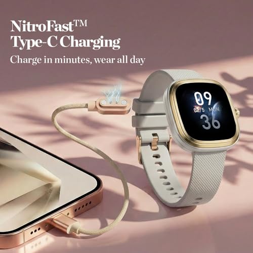 Fastrack Ryz Smart Watch for Women, 1.72” Super Ultra VU Display,Dynamic 60Hz Refresh Rate,AI Voice,Functional Crown,1ATM,BT Calling,HRM,SpO2 & Multiple Menu Styles,24/7 Health Suite - Ivory White