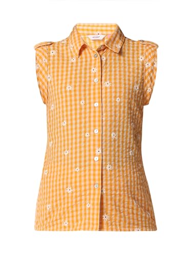 VERO MODA Girls Floral Print Cotton Orange Shirt