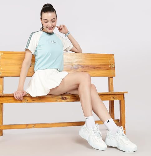 XTEP Women Casual Sneakers Everyday Comfort Walking Shoes Canvas White/Moonstone Blue