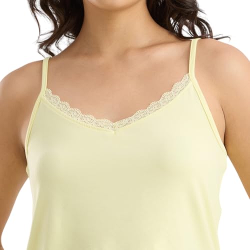 AMMARZO Women's Lace Camisole & Shorts Nightwear Set | Buttercream Yellow