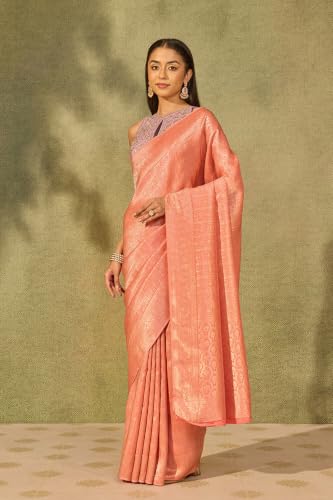 Taneira Light Pink Woven Pure Viscose SareeWith Unstitched Blouse(SAPP03AE2715-Light Pink)