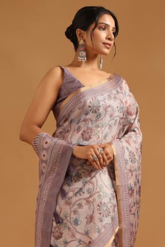 Soch Womens Onion Pink Kota Botanical Saree