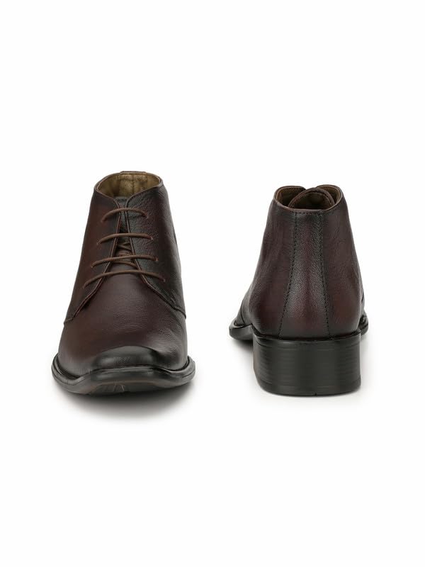 HITZ Men's Brown Leather Derby Formal Ankle Shoes