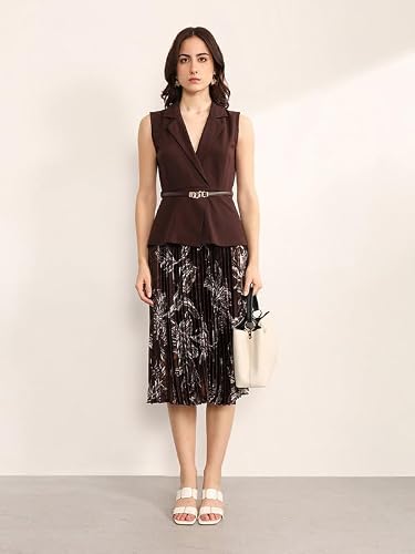 Kazo Industry Midi Dress with Belt (Brown XS)