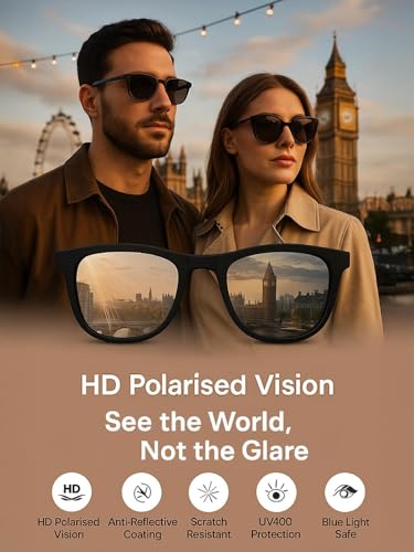 Carlton London Unisex Premium Silver & Black Toned Green UV with Polarised Lens Aviator Sunglass