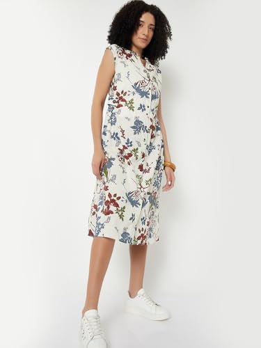 Max Kalki x Max Women Printed Midi Dress (Beige_XL)