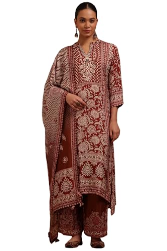 Soch Women's Muslin Salwar Suit Set (EWA5CD22079_Rust