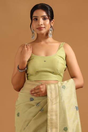 Soch Womens Light Green Tissue Madhubani Saree