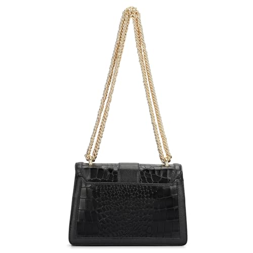 Da Milano Leather Shoulder Bag for Women - Black (01607OL)