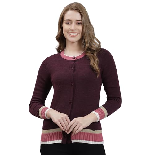Monte Carlo Purple Wine Mix Solid Round Neck Sweater
