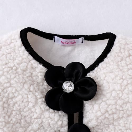 Hopscotch Girls White Full Sleeves Floral Applique Fleece Jacket For Age (6-7 Years)