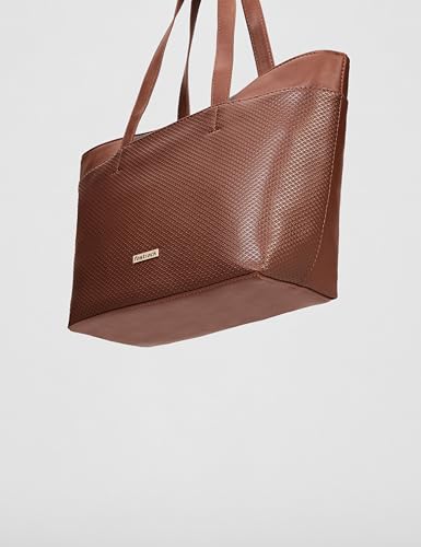 Fastrack Brown Dual Textured Tote Bag For Women