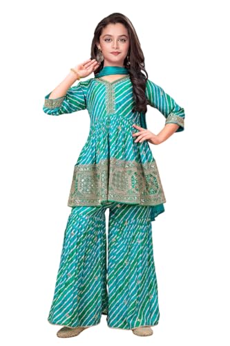 Wommaniya Impex new Rama Leriya print alia cut peplum top and sharara set for girls