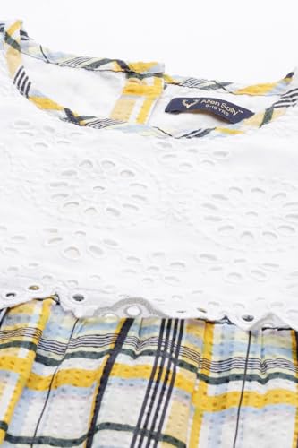 Allen Solly Girls White Check Regular Fit Casual Dress