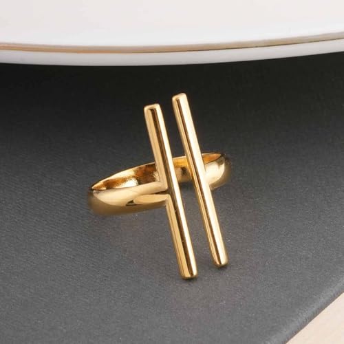 PALMONAS Vertical Bar Adjustable Ring for Women - Gift for Girls & Women, Women's Jewellery | Waterproof & Anti Tarnish Rings
