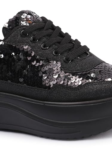 LENSBURY Women's Shoes for Walking Wedding Party Bridal Casual, Sports, Slip-On, Lightweight Lace up Athletics Slipon Running Sneaker for Ladies and Girls LBCNV4026BL-36 Black