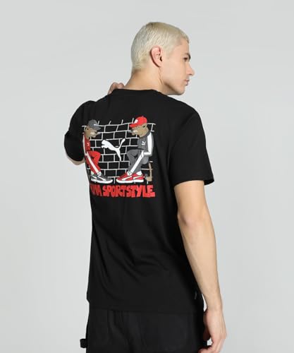 Puma Men's Graphic Print Regular Fit T-Shirt (630797_Black