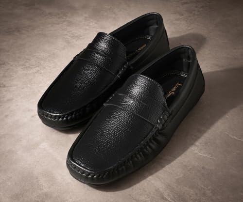 LOUIS STITCH Men’s Jet Black Formal Slip-On Loafer Shoes | Soft Touch & Lightweight | LSVSFL-05 |UK-7