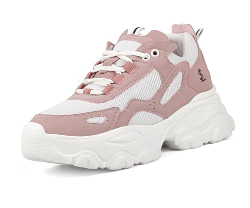 LOUIS STITCH Pink-White Sneakers for Women | Comfortable Sneakers | LSLD-SNK-01-PK | UK-6
