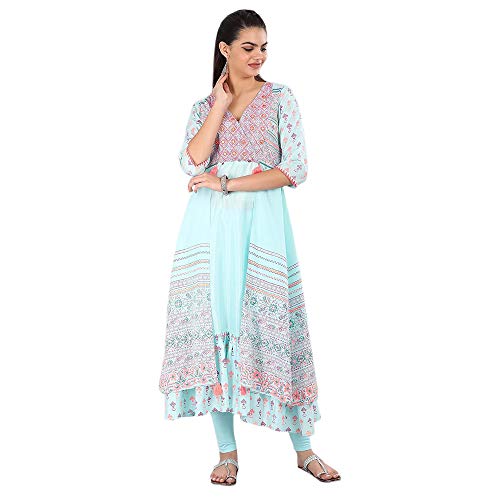 Aurelia Women's Pleated Salwar Suit Set (18AUD10024-100417_Blue_X-Small)