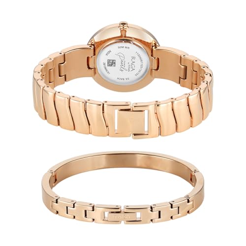 Titan Raga Power Pearls 2.0 with Quartz Analog Mother of Pearl Dial Rose Gold Brass Strap Watch for Women - 2810WM03F
