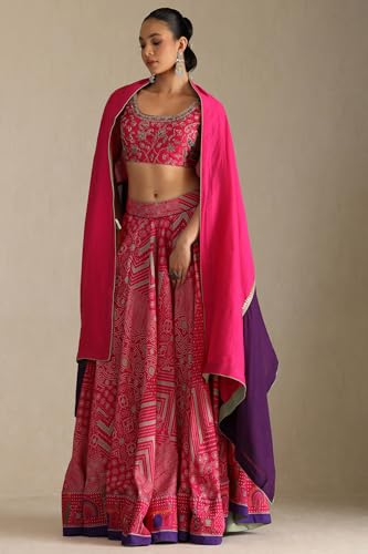 Soch Women's Viscose Lehenga Choli (OWS5CD21479_Pink_XL)