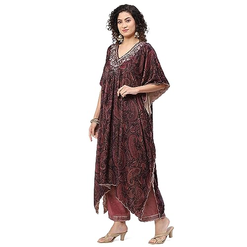 BIBA WOMEN PRINTED STRAIGHT SALWAR KURTA DUPATTA(SKDKAFTAN8311_PURPLE_38)