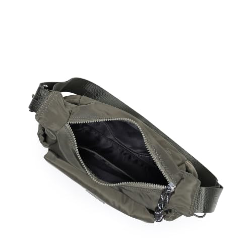 Fastrack Urban Olive Sling Bag for Women | Lightweight Nylon Crossbody Bag | Spacious Compartment with Organizer Pockets | Front Magnetic Pocket | Side Bottle Holders | Adjustable Webbing Strap