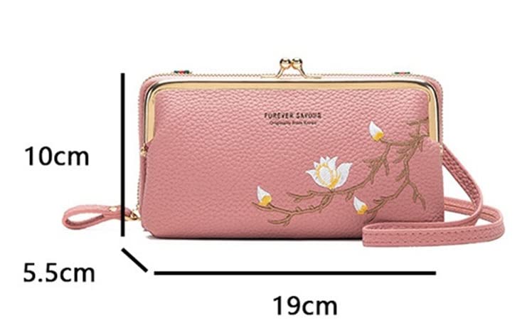 MOCA Women Sling Cross-Body Wallet with Mobile Cell Phone Holder Pouch Pocket Purse Clutch Bag with Card Slots/Shoulder Strap For Womens (Pink)
