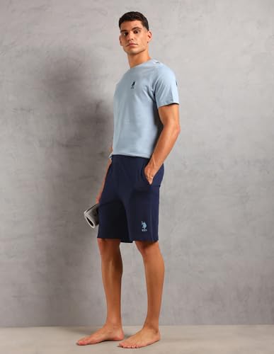 U.S. Polo ASSN. Mens Solid Cotton Sleep Sets(Dusty Blue| Navy XL