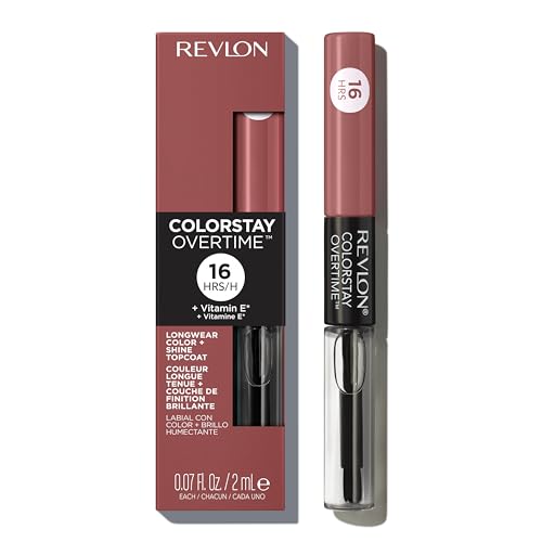 Revlon Liquid Lipstick with Clear Lip Gloss, ColorStay Overtime Lipcolor, Dual Ended with Vitamin E, 340 Eternally Tan, 4 ml