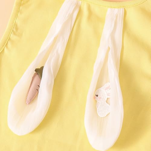 Hoscotch Girls Gingham Yellow Sleeveless Overall Set For Ages (5-6 Years)