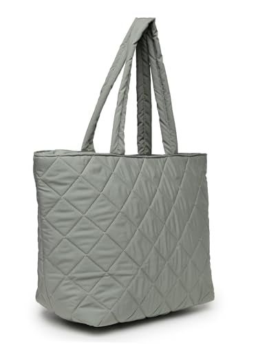 Anekaant Uno Sage Green Polyester Diamond Quilted Handheld Bag