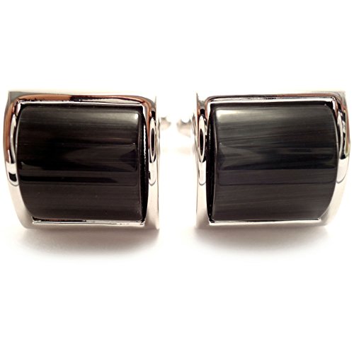 Peluche Black Onyx Stone Studded Cufflinks for Men