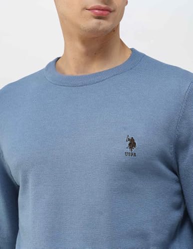 U.S.Polo Association Men's Solid Regular Fit Sweater Blue
