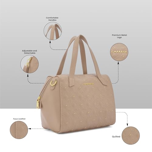 Caprese Rain Medium Satchel Bag for Women with Adjustable & Detachable Strap | Versatile Shoulder, Crossbody & Handheld Bag with Multi-Compartments for Work and Travel (Mocha Mousse)