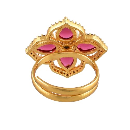 VOYLLA Heer Ashmaira Ring|Statement Ring For Women|American Diamond|Party Wear|Wedding|
