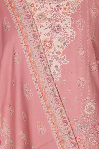 W for Woman Pink Geometric Printed Buttons Straight Kurta with Pant and Dupatta Set - (WS13310-314579-3XL)