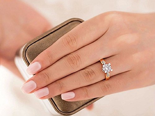 RUVEE Hortensia Rose Gold Crystal American Diamond Crystal Alloy Ring for Women & Girls Valentines Day Special (6)