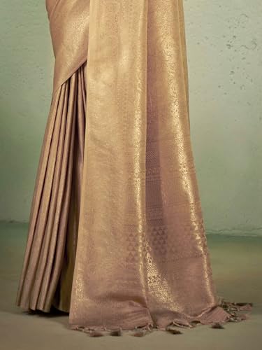 Vardha Women's Kanchipuram Art Silk Saree with Unstitched Blouse Piece - Gold Zari Woven Work Sarees for Wedding (Asya Vol.4_563)