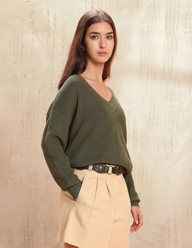 U.S. POLO ASSN. Solid Relaxed Fit Sweater (UWAW25SWE191_Green_XL)
