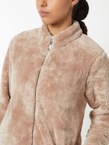 Max Women Teddy Jacket(Beige_XXL)