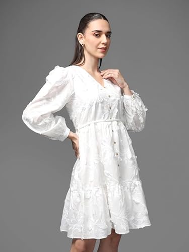 Kazo Regent Mini Dress with Belt (White_XL)