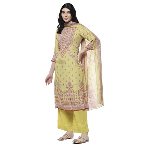 BIBA Women Green Modal Printed Straight Suit Set_44