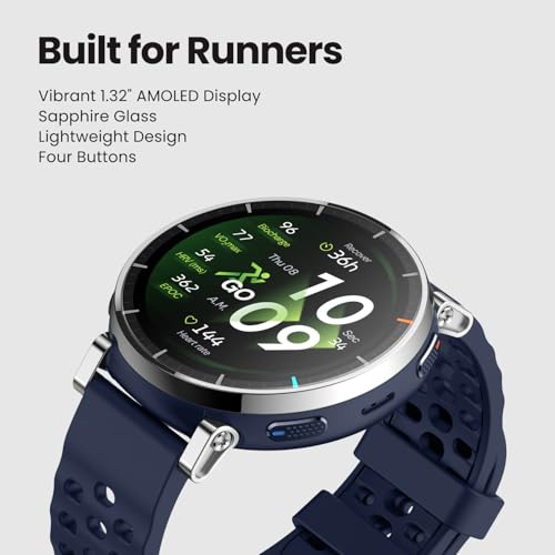 Amazfit Active 3 Premium GPS Running Smart Watch,1.32" AMOLED Sapphire Display,12-Day Battery,4GB Storage,Offline Maps,170+ Workout Modes,5 ATM,Heart Rate & Fitness Tracker,Android & iPhone Atlas Blue