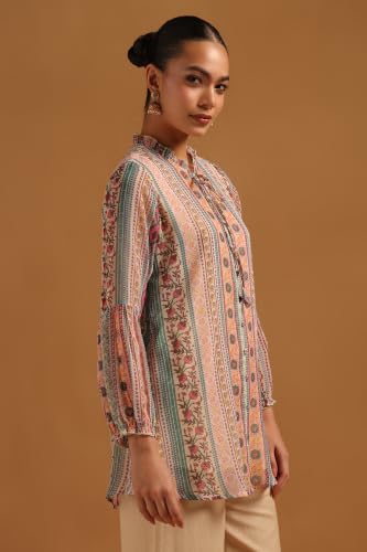 Soch Womens Green Chiffon Botanical Tunic