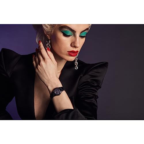 Citizen Stainless Steel Women's Eco-Drive Disney Villian Ursula Crystal Analog Watch And Pin Gift Set In Black Ion Plated Analog Watch, Black Dial (Model: Ga1075-68W), Black, 5 1/2 Inches, Modern