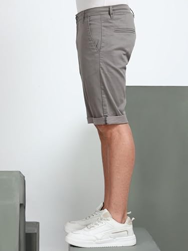 BEEVEE Men’s Casual Printed Cotton Lycra Grey Shorts | Regular Fit, Knee Length, 4 Pockets, Button & Drawstring Closure
